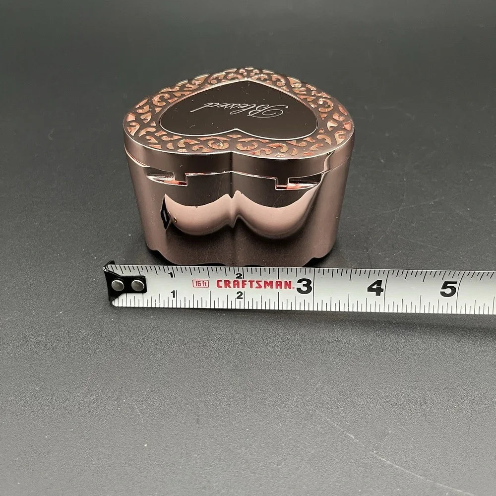 Vtg Things Remembered Trinket Box Rose Gold Lattice Heart Ring Holder Gift 3x3.4